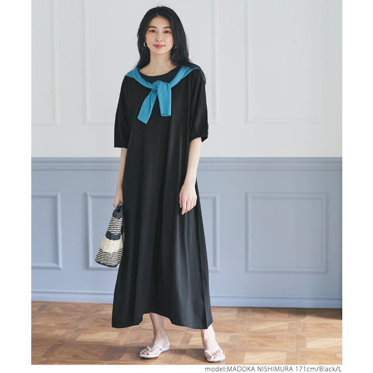 カットソーランタンスリーブワンピース[品番：PA000014489