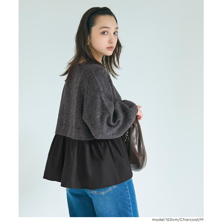 1枚で華やぐレイヤード風ドッキングギャザーニット | coca | 詳細画像10 