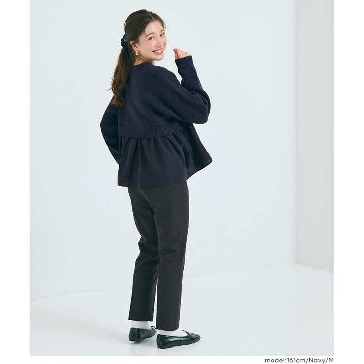 1枚で華やぐレイヤード風ドッキングギャザーニット | coca | 詳細画像16 