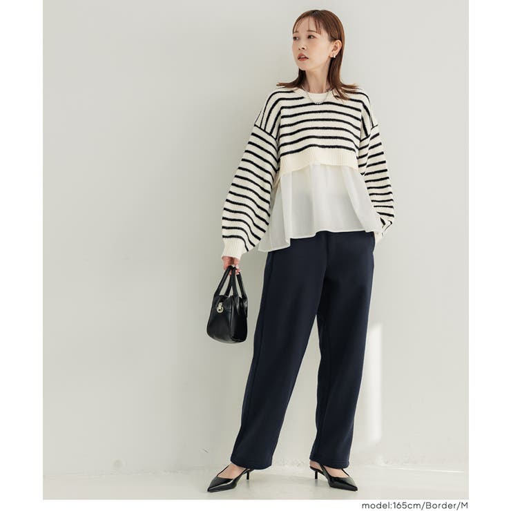 1枚で華やぐレイヤード風ドッキングギャザーニット | coca | 詳細画像19 