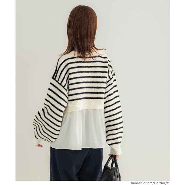 1枚で華やぐレイヤード風ドッキングギャザーニット | coca | 詳細画像20 