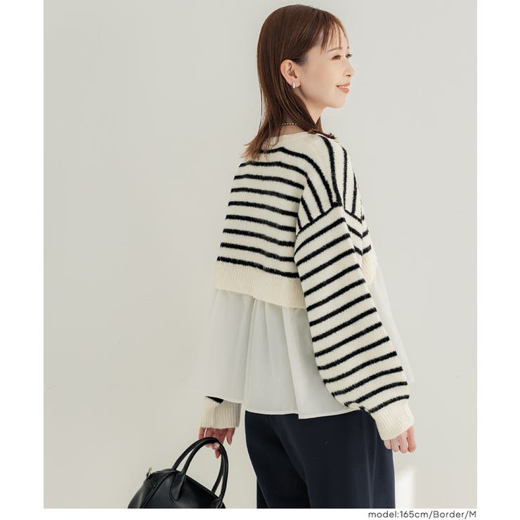 1枚で華やぐレイヤード風ドッキングギャザーニット | coca | 詳細画像21 