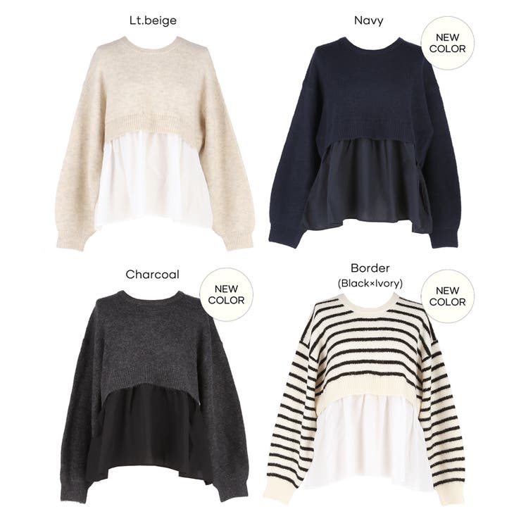 1枚で華やぐレイヤード風ドッキングギャザーニット | coca | 詳細画像25 