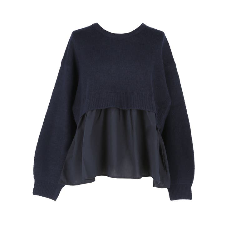 1枚で華やぐレイヤード風ドッキングギャザーニット | coca | 詳細画像3 