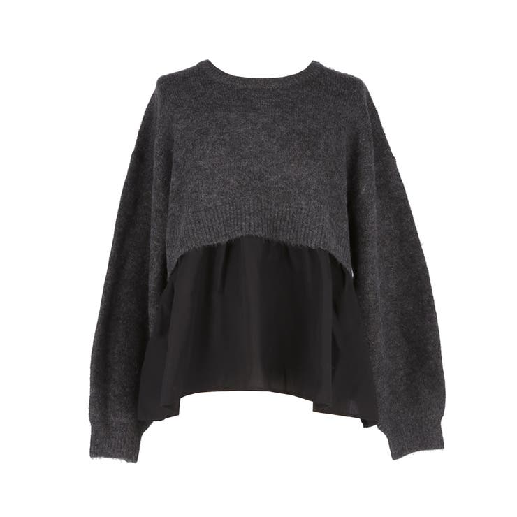 1枚で華やぐレイヤード風ドッキングギャザーニット | coca | 詳細画像4 