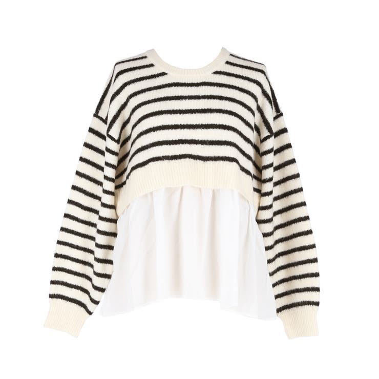 1枚で華やぐレイヤード風ドッキングギャザーニット | coca | 詳細画像5 