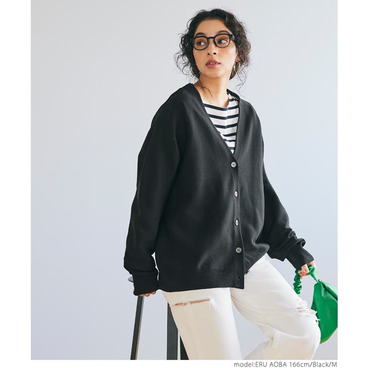 OLD ANTONIO MIRO レザー？ 切り替え カーディガン スペイン製 Dot and Stripes CHILD WOMAN 別注!! AMOSSAミラノリブ BIG