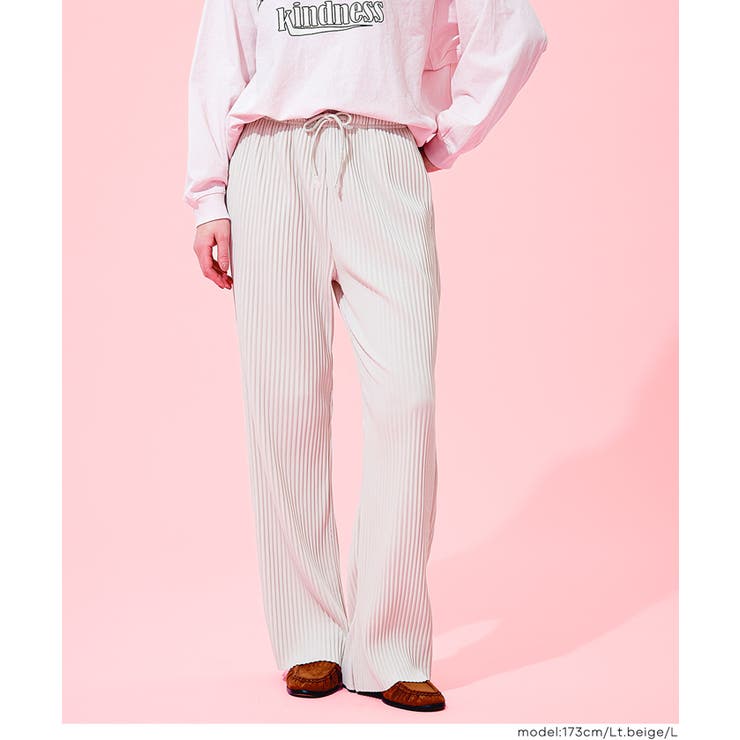 ［Lt.beige］ | ジョーゼットリブパンツ | coca