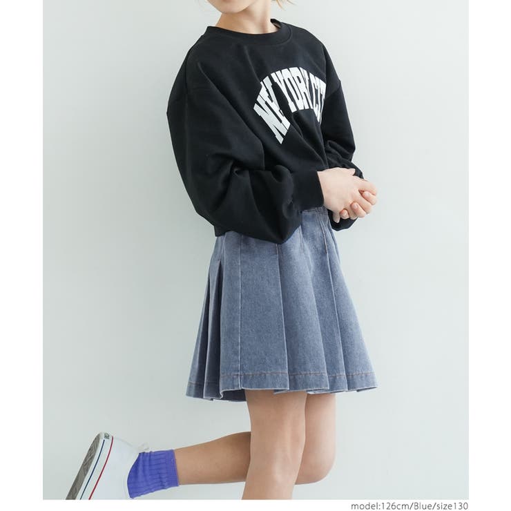 キッズ デニムプリーツミニスカート[品番：PA000015538]｜coca