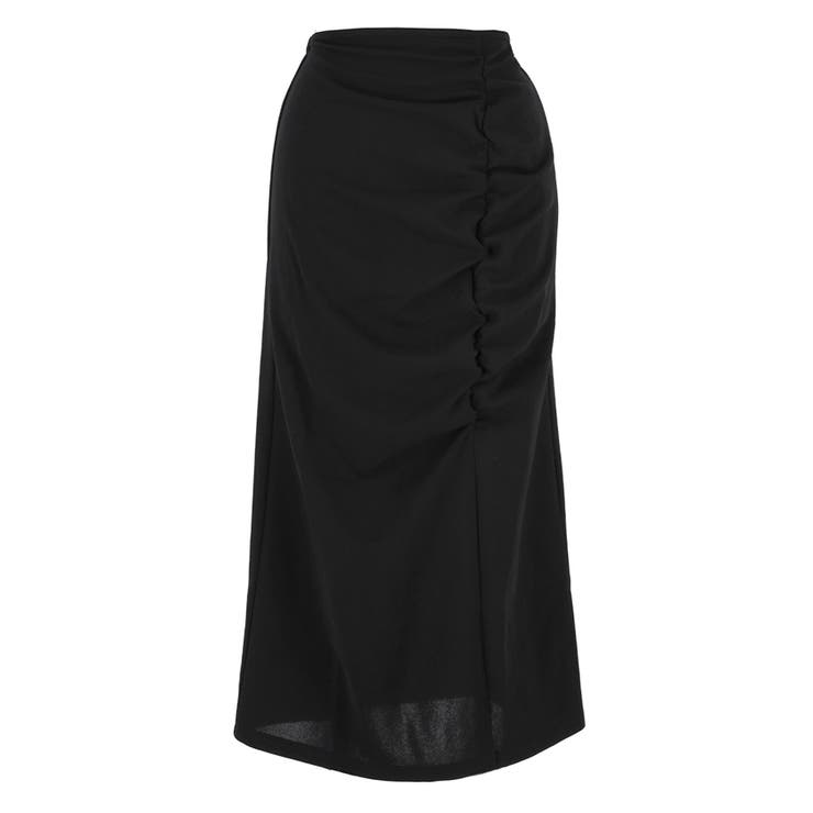 カットジョーゼットギャザーフロントスリットスカート[品番