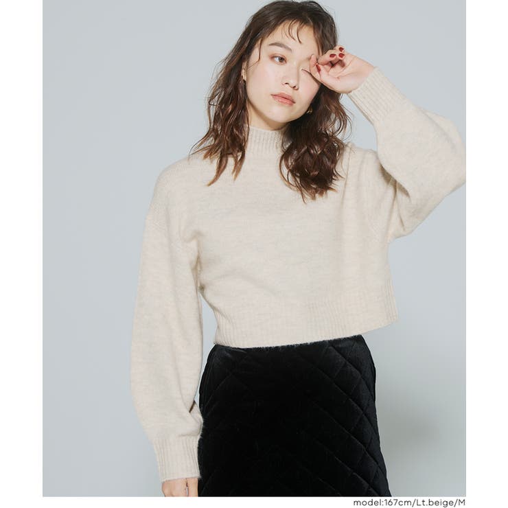 ［Lt.beige］ | 25AW 新色登場！袖バルーンボトルネックニットトップス | coca