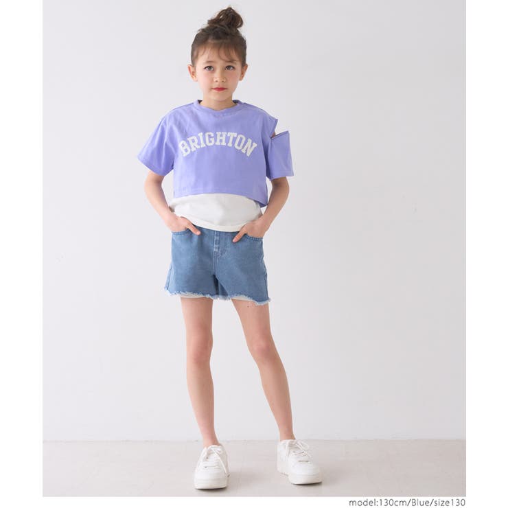 ［Blue］ | デニムダメージショートパンツ キッズ | coca