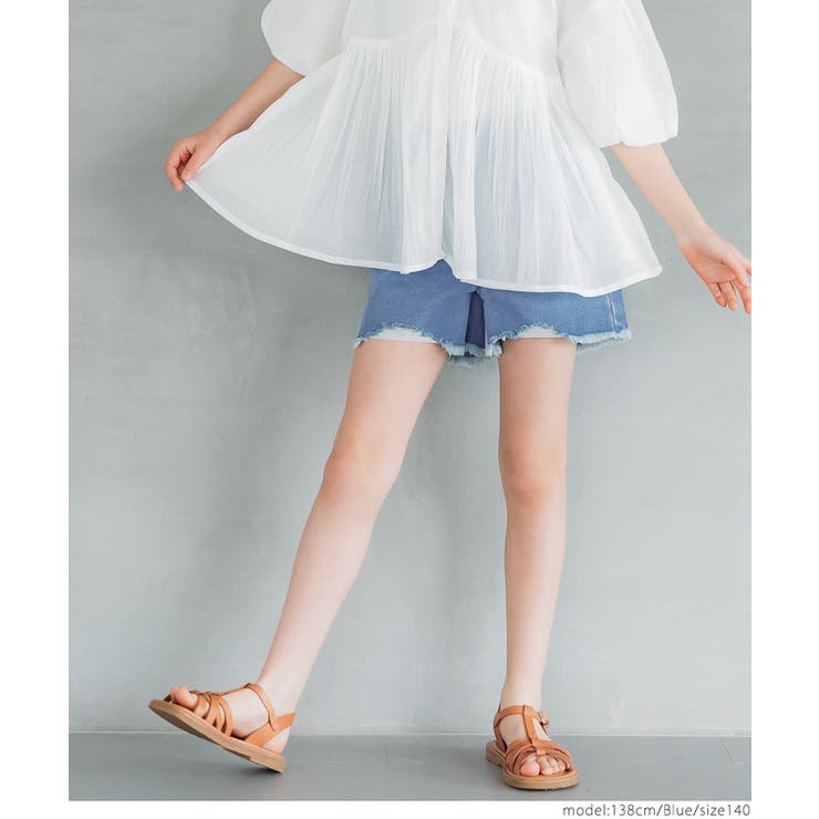 デニムダメージショートパンツ キッズ[品番：PA000015901]｜coca