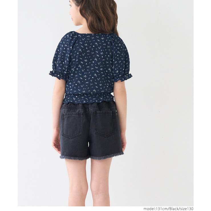 デニム ショートパンツ 紐 ココマーク デニム ショートパンツ デニムパンツ[品番：AIKW0000660]｜ica