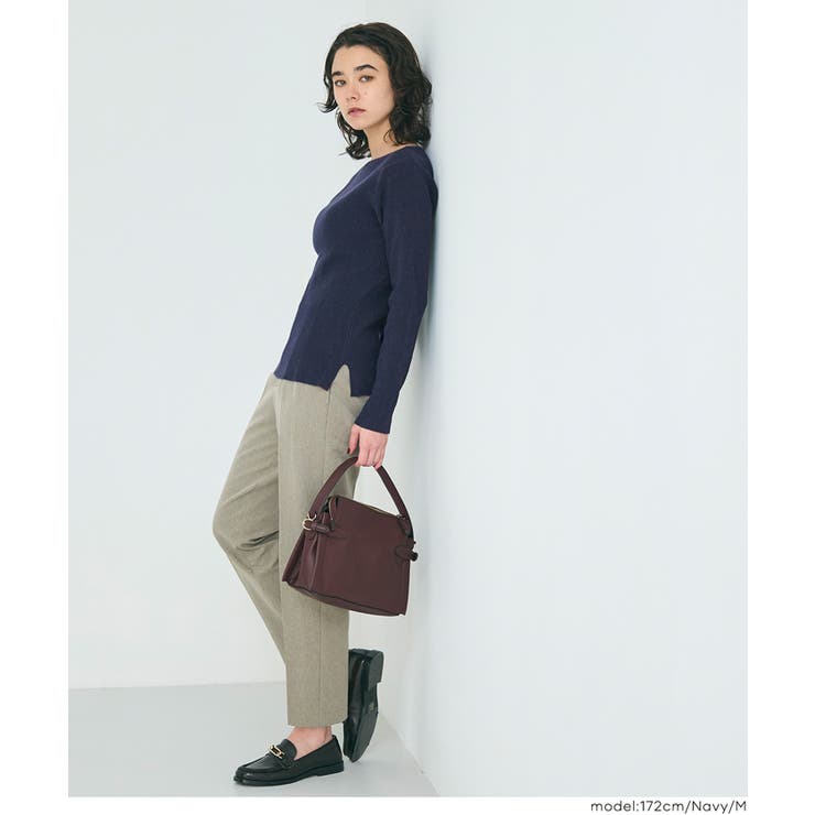 女性らしいシルエットで上品に魅せる、アンゴラタッチボートネックニットトップス | coca | 詳細画像17 