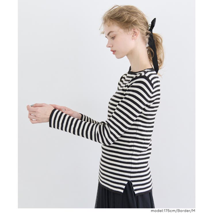 女性らしいシルエットで上品に魅せる、アンゴラタッチボートネックニットトップス | coca | 詳細画像20 