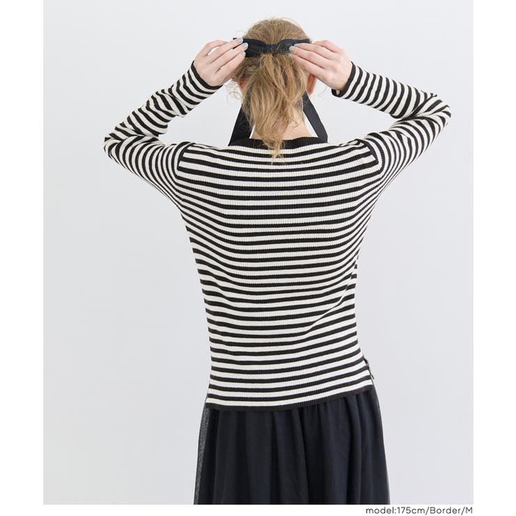 女性らしいシルエットで上品に魅せる、アンゴラタッチボートネックニットトップス | coca | 詳細画像21 