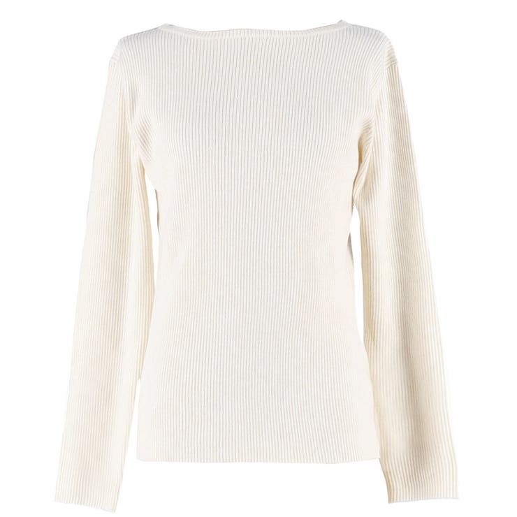 女性らしいシルエットで上品に魅せる、アンゴラタッチボートネックニットトップス | coca | 詳細画像2 