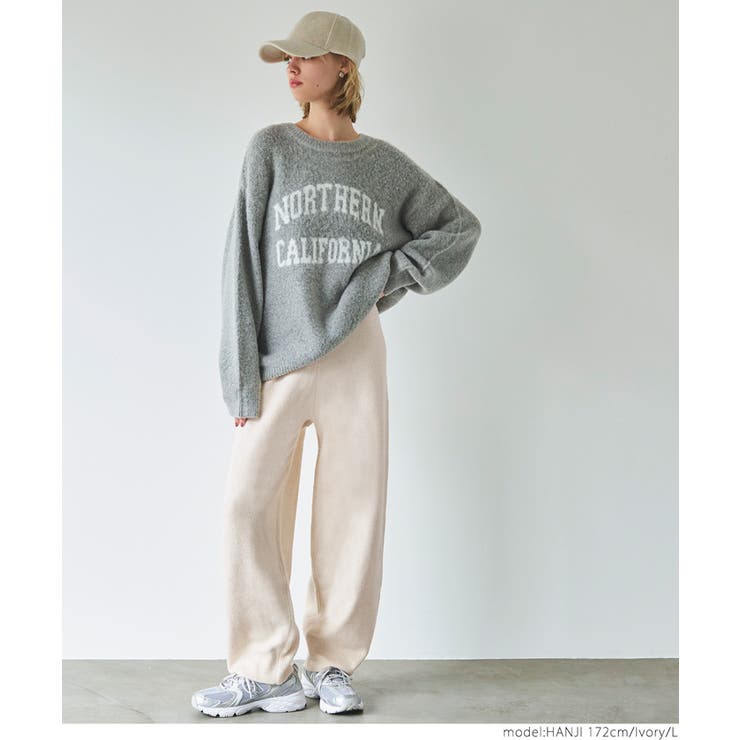 ルーズワイドニットパンツ レディース[品番：PA000016518]｜coca