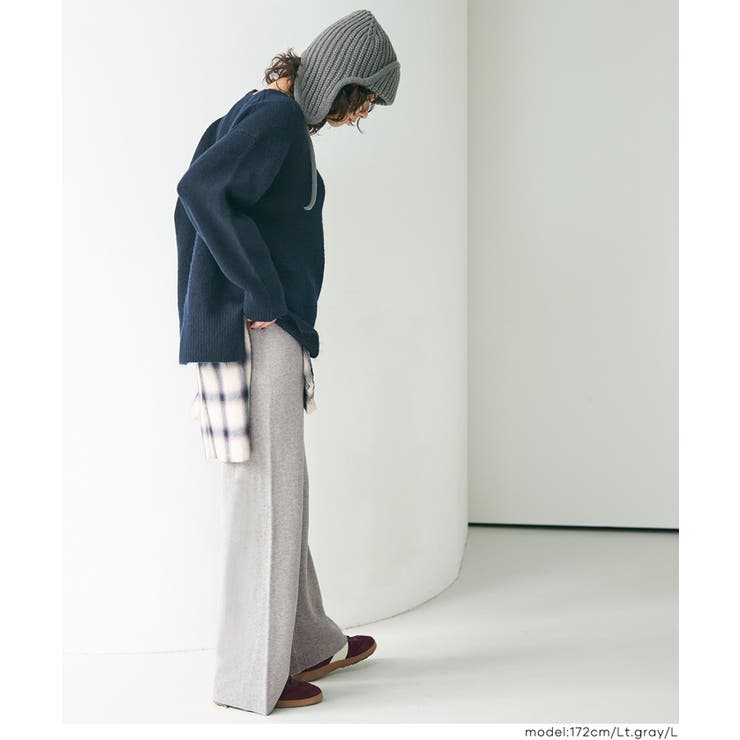 きれい見えも叶うリラクシーニットパンツ[品番：PA000016402]｜coca