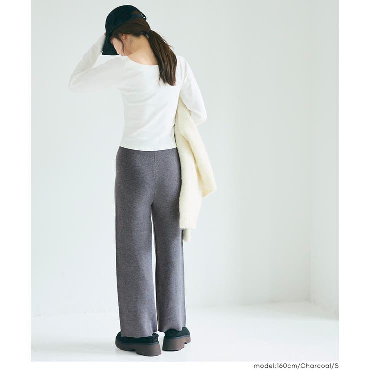きれい見えも叶うリラクシーニットパンツ[品番：PA000016402]｜coca
