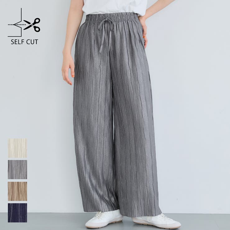 シャイニーウェーブプリーツパンツ レディース[品番：PA000015995