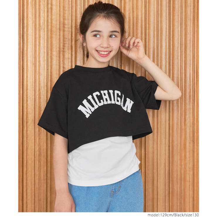 キッズ ガールズ クロップドTシャツセットタンクトップ[品番