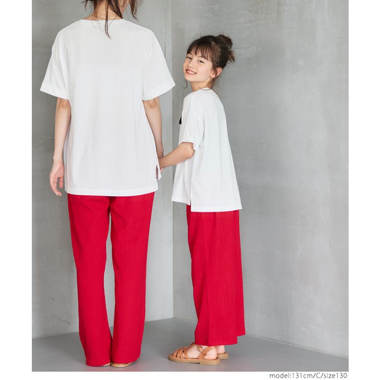 キッズ ガールズ 親子お揃いTC天竺刺繍Tシャツ | coca | 詳細画像5 