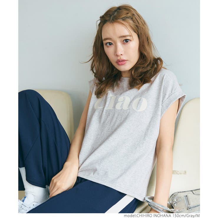 フロッキープリントロールアップTシャツ[品番：PA000016196]｜coca
