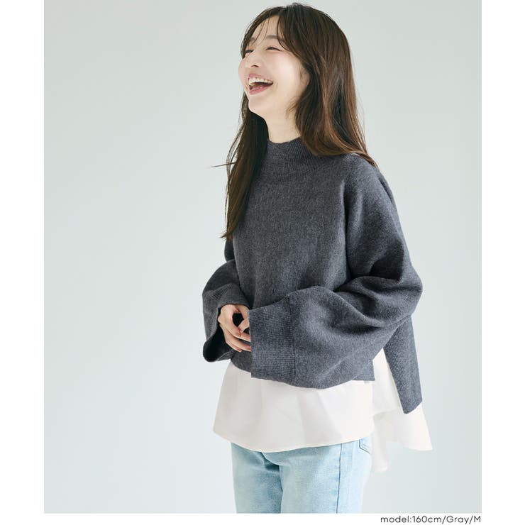 25AW 新色ネイビーが登場！2点セットハイネックニットトップス | coca | 詳細画像18 