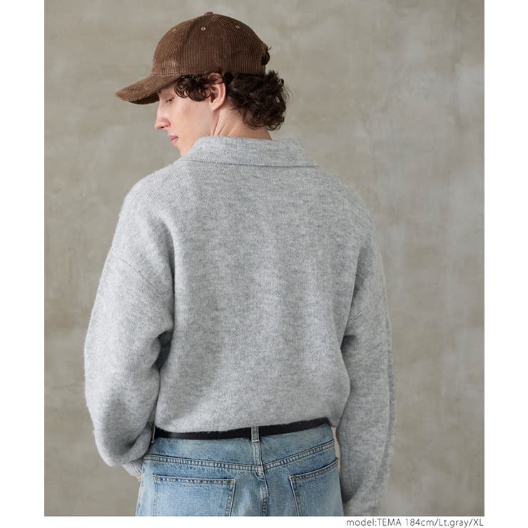 モヘア風ポロネックニットトップス メンズ[品番：PA000016524]｜coca