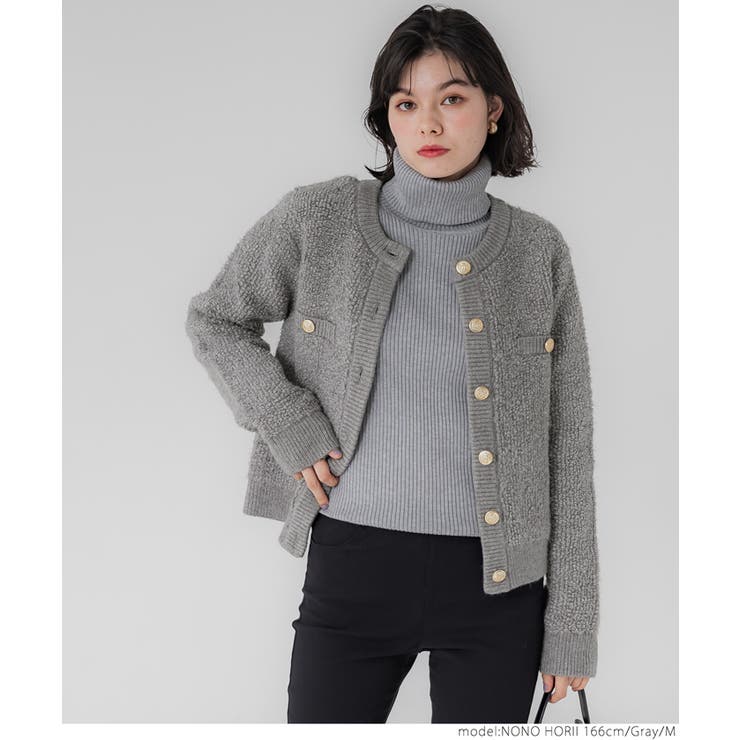 極美品♡ ルーニィ ケープコート 金ボタン フード メルトン キャメル ループ編み金ボタンニットジャケット[品番：PA000016536]｜coca