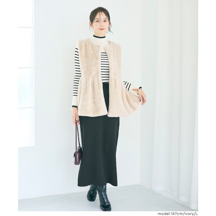 25AW 新色アイボリー・チャコール登場！ファーペプラムベスト | coca | 詳細画像17 