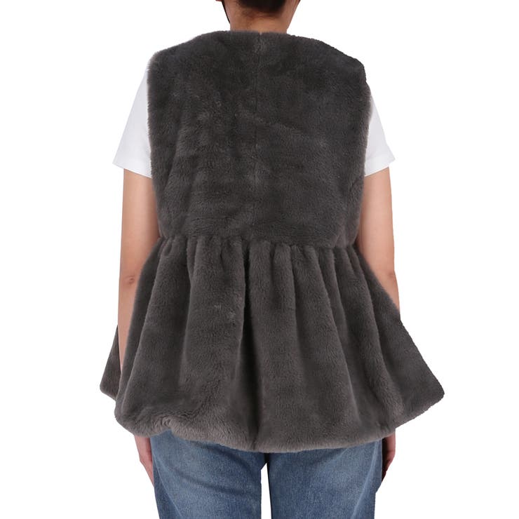 25AW 新色アイボリー・チャコール登場！ファーペプラムベスト | coca | 詳細画像7 