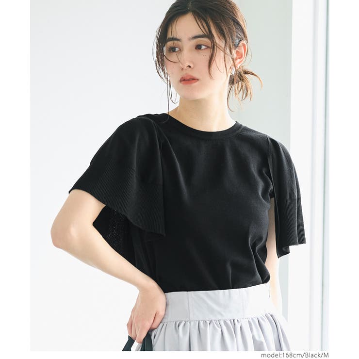 ［Black］ | シャリ感レーヨンケープニット レディース | coca