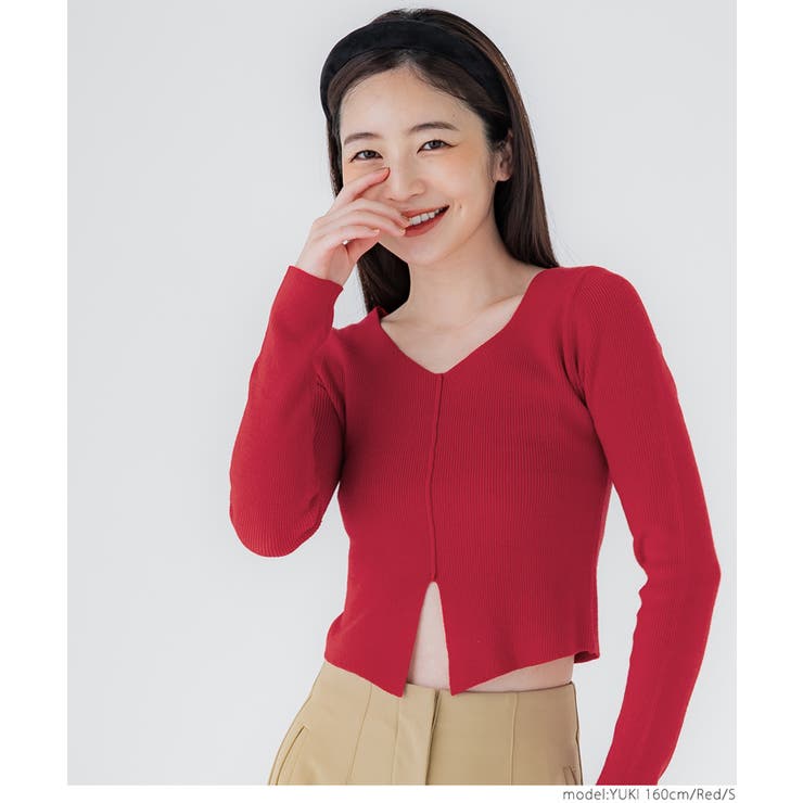 フロントスリットニットトップス[品番：PA000016550]｜coca