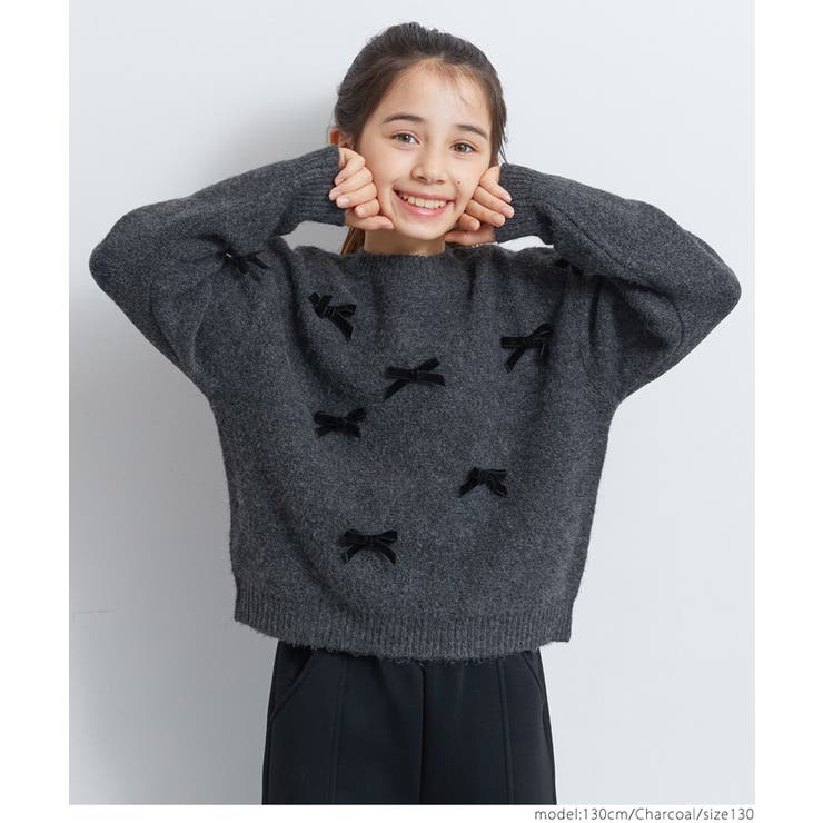［Charcoal］ | リボンニットトップス | coca