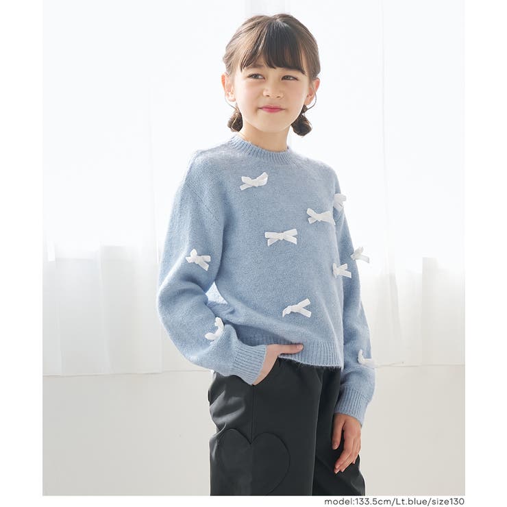 ［Lt.blue］ | リボンニットトップス | coca