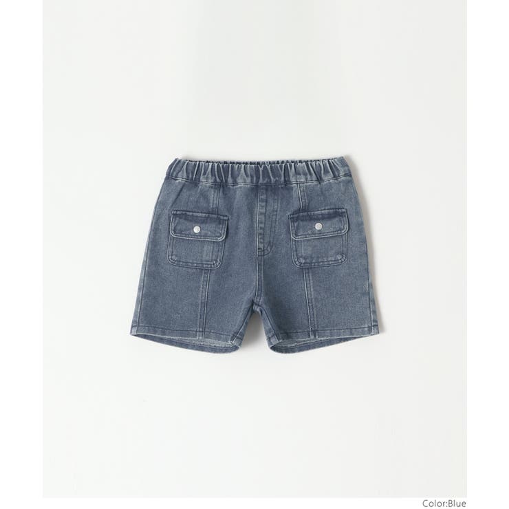 フラップポケット付きデニムショートパンツ キッズ[品番：PA000016713