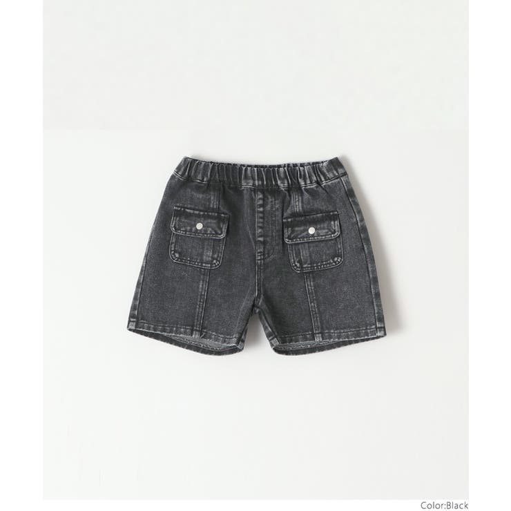 フラップポケット付きデニムショートパンツ キッズ[品番：PA000016713