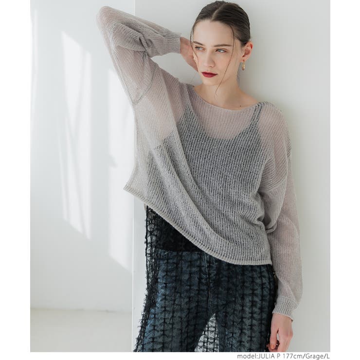 シアーメッシュニットトップス レディース | coca | 詳細画像17 