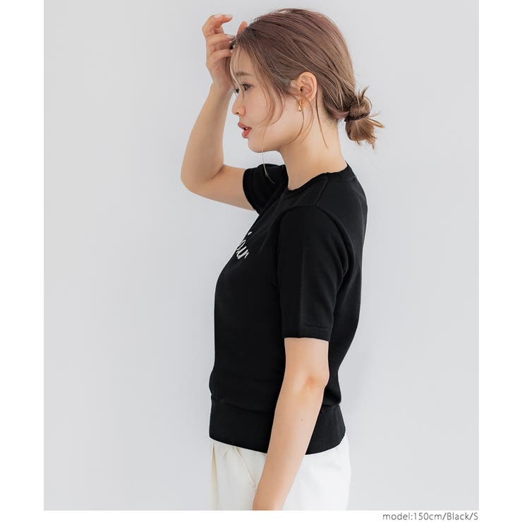 シャリ感レーヨンロゴ刺繍ニット レディース | coca | 詳細画像8
