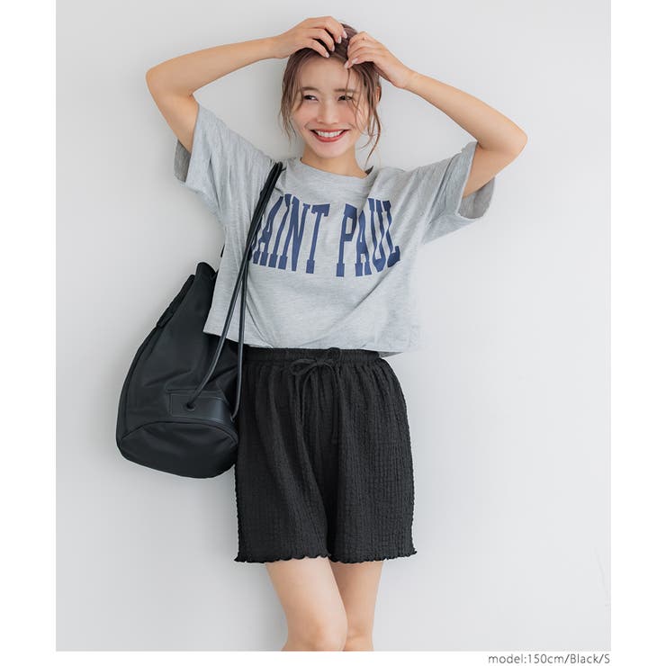 ［Black］ | クロスシャーリングショートパンツ レディース | coca