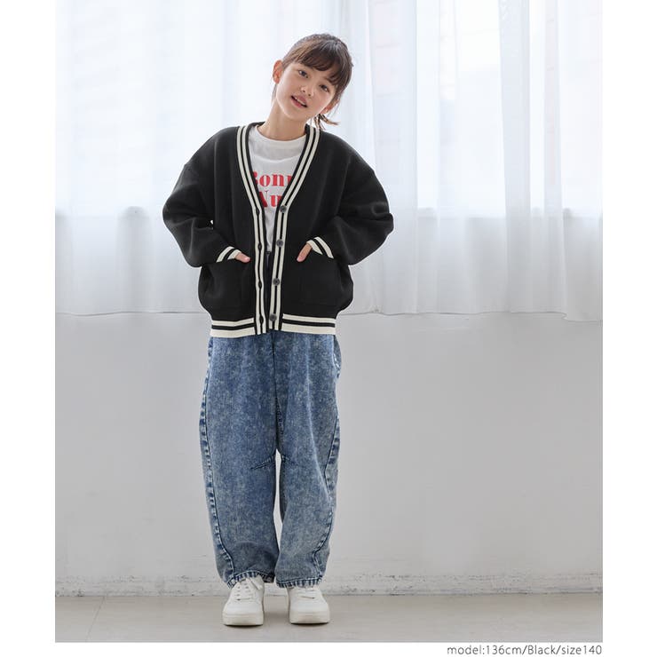 親子お揃いウーリーニットラインカーディガン キッズ | coca | 詳細画像2 