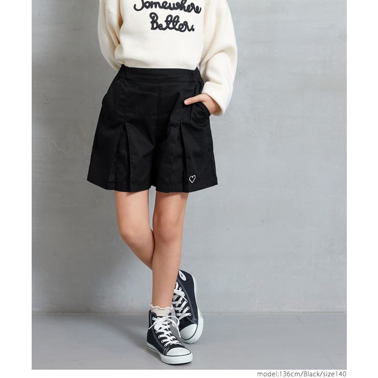 ツイルプリーツショートパンツ キッズ[品番：PA000016642]｜coca