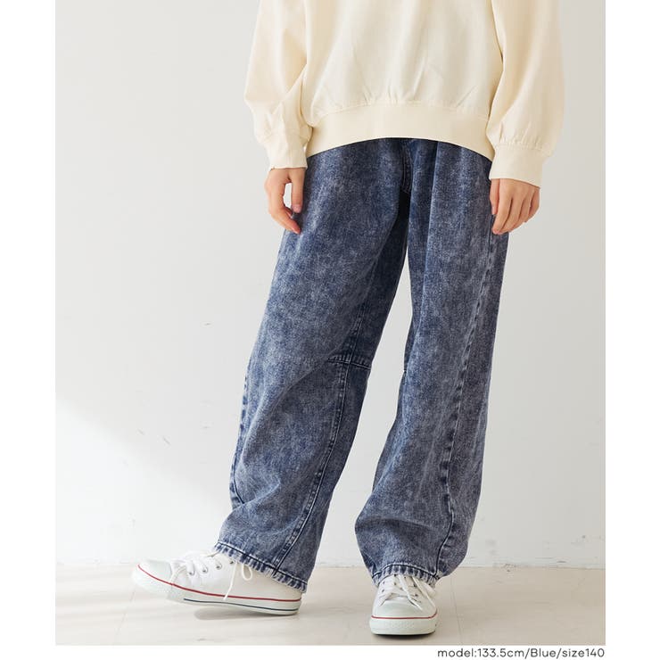 ［Blue］ | ケミカル加工デニムカーブパンツ | coca