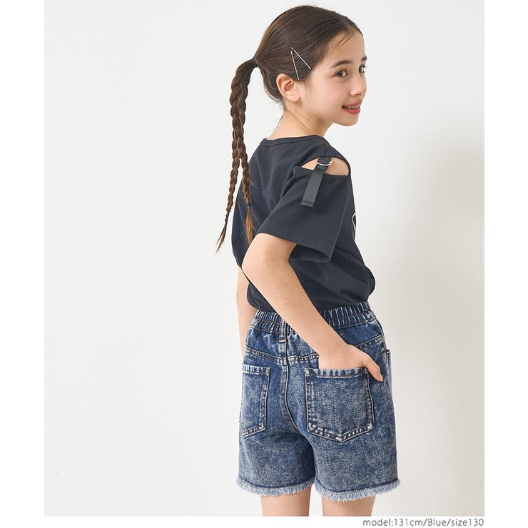 フリンジデニムショートパンツ キッズ[品番：PA000016847]｜coca（コカ