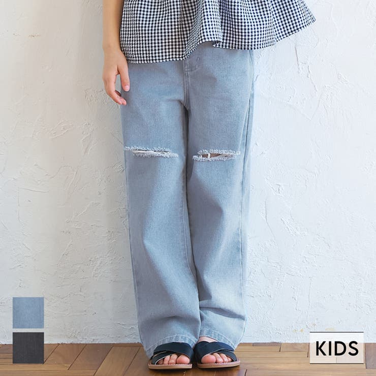 ダメージ加工デニムロングパンツ キッズ | coca | 詳細画像1 