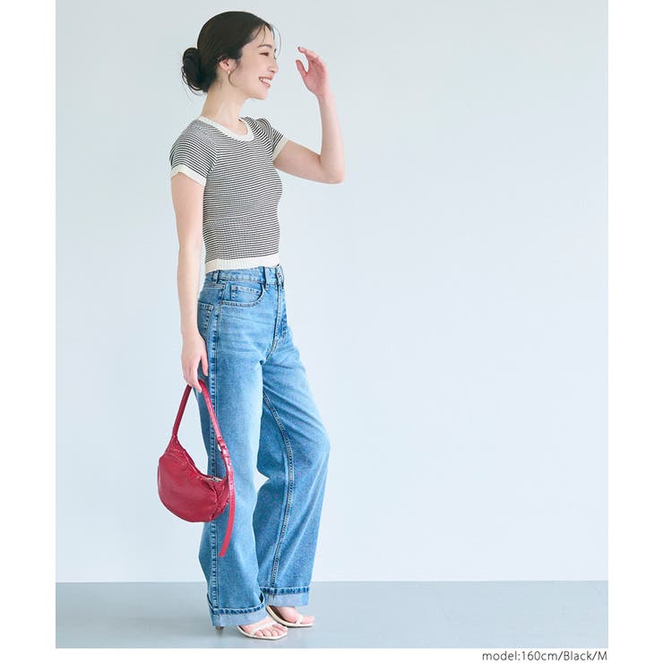 【WEB限定値下げ】ボーダーコンパクトニットトップス | coca | 詳細画像12 