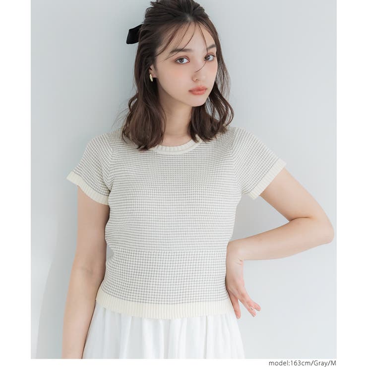 ボーダーコンパクトニットトップス[品番：PA000017236]｜coca